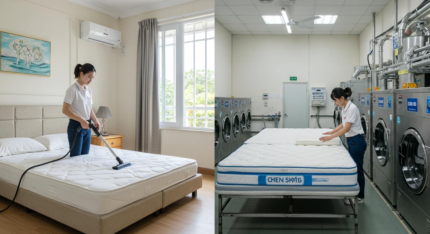 So sánh giặt đệm tại nhà và giặt đệm ở tiệm giặt là