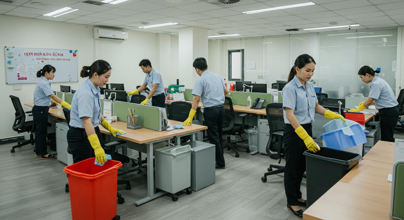 Làm sạch văn phòng: Vệ sinh tổng thể và loại bỏ mùi hôi